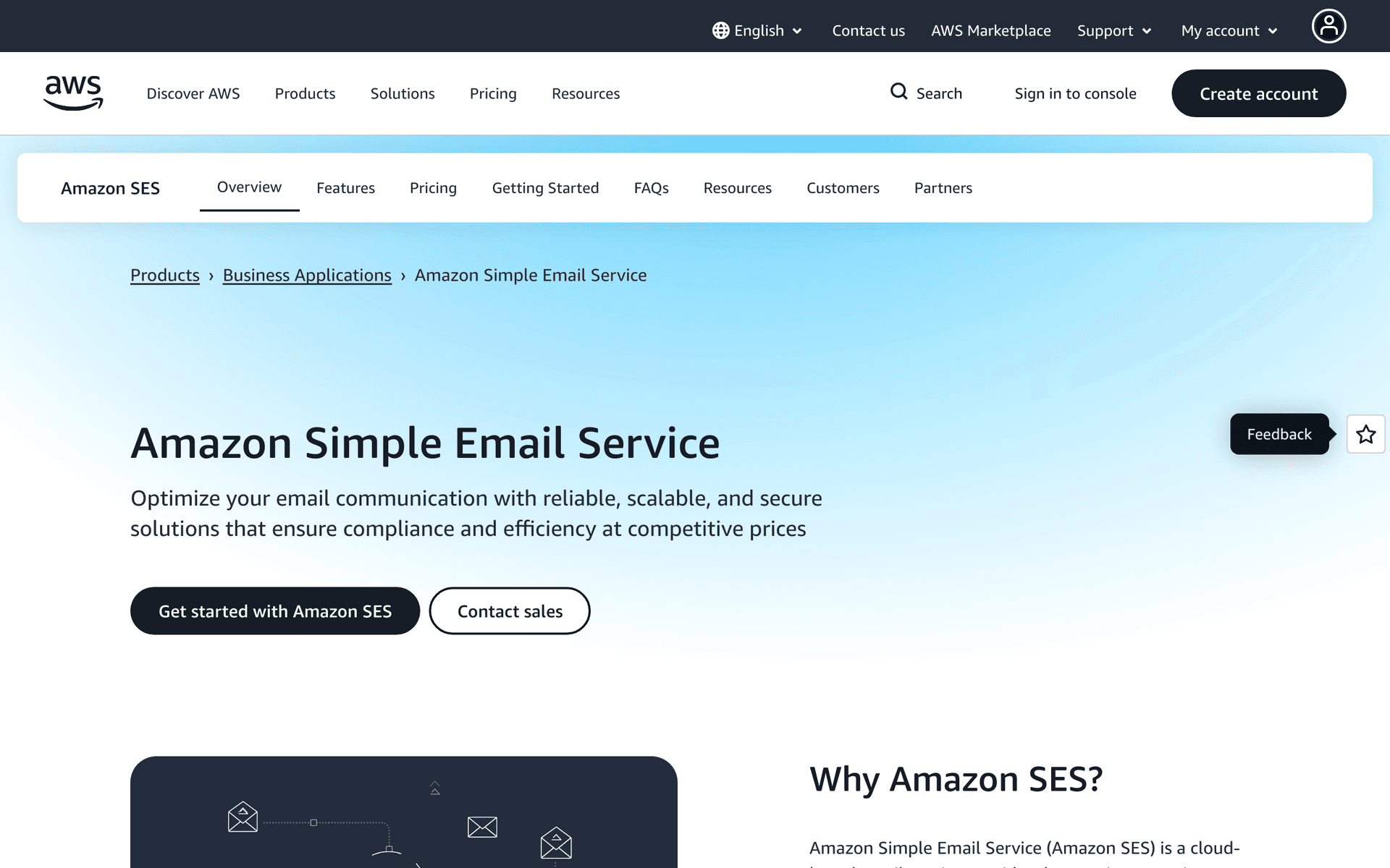 Amazon SES dashboard screenshot