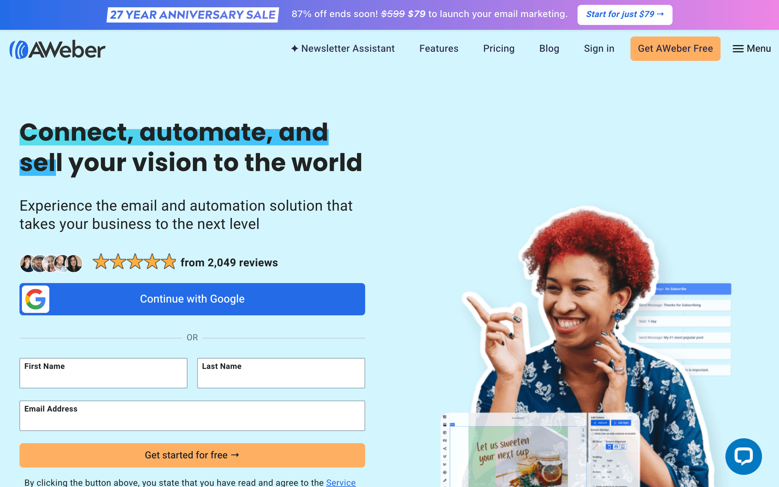 AWeber dashboard screenshot