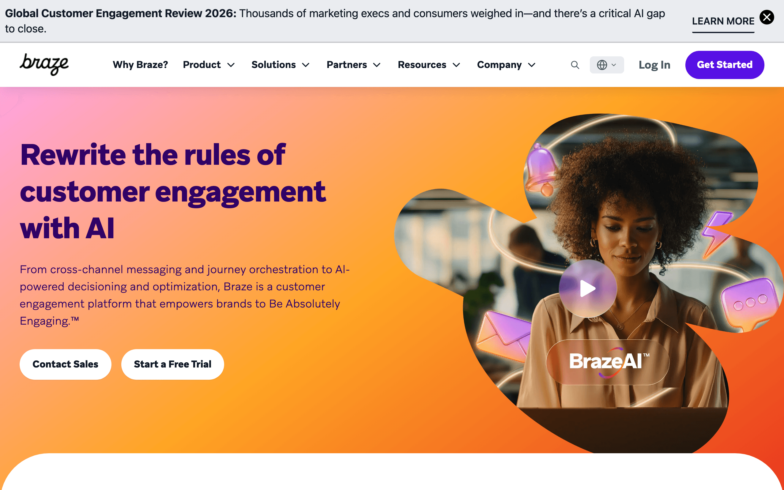 Braze landing page screenshot