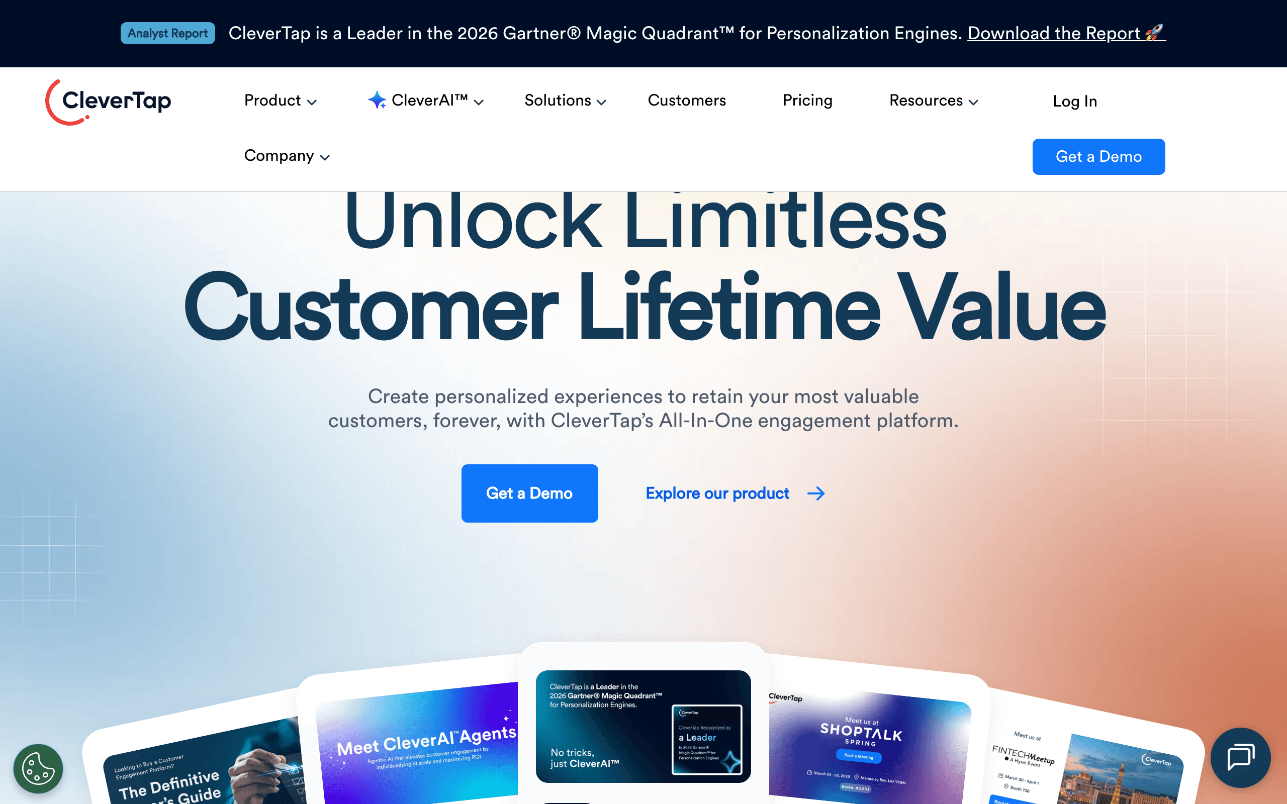 CleverTap landing page screenshot