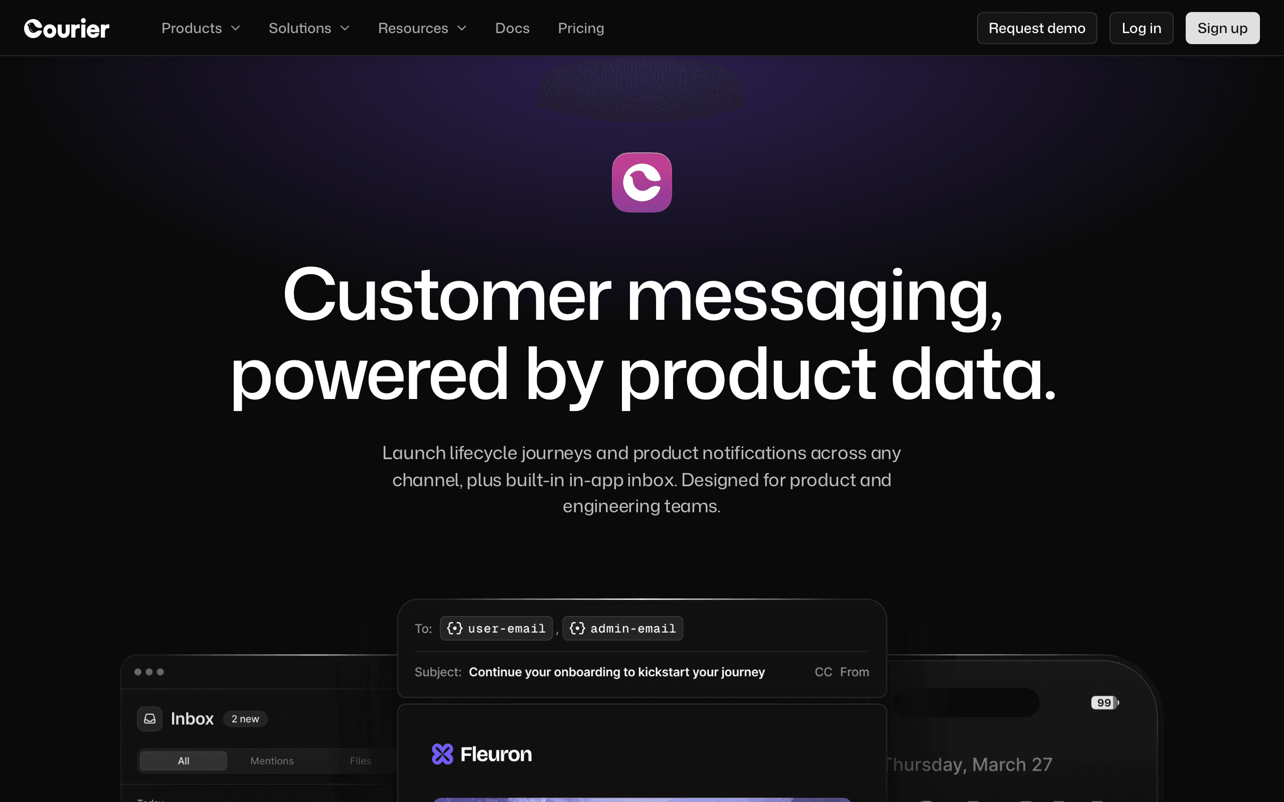 Courier landing page screenshot