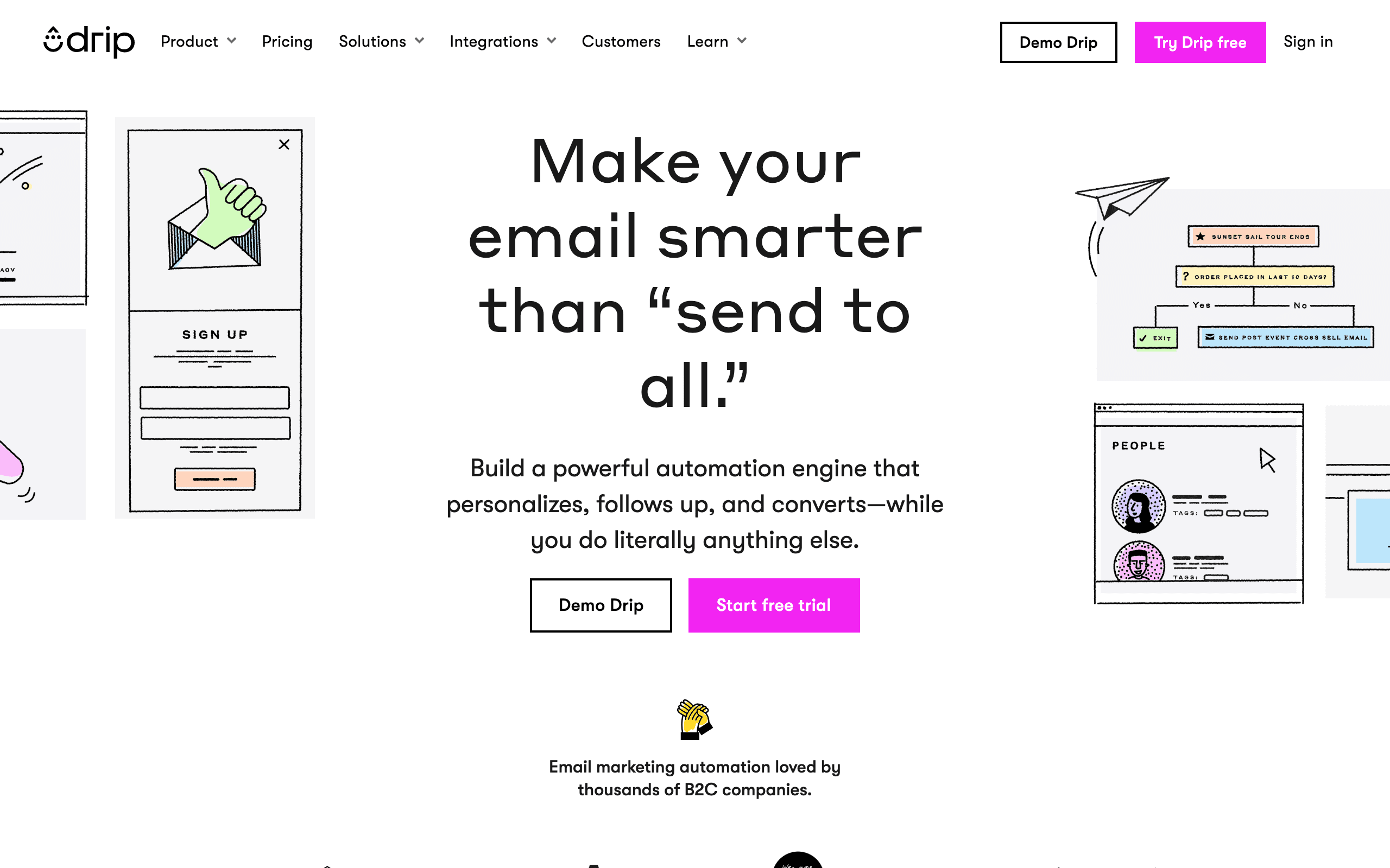Drip landing page screenshot