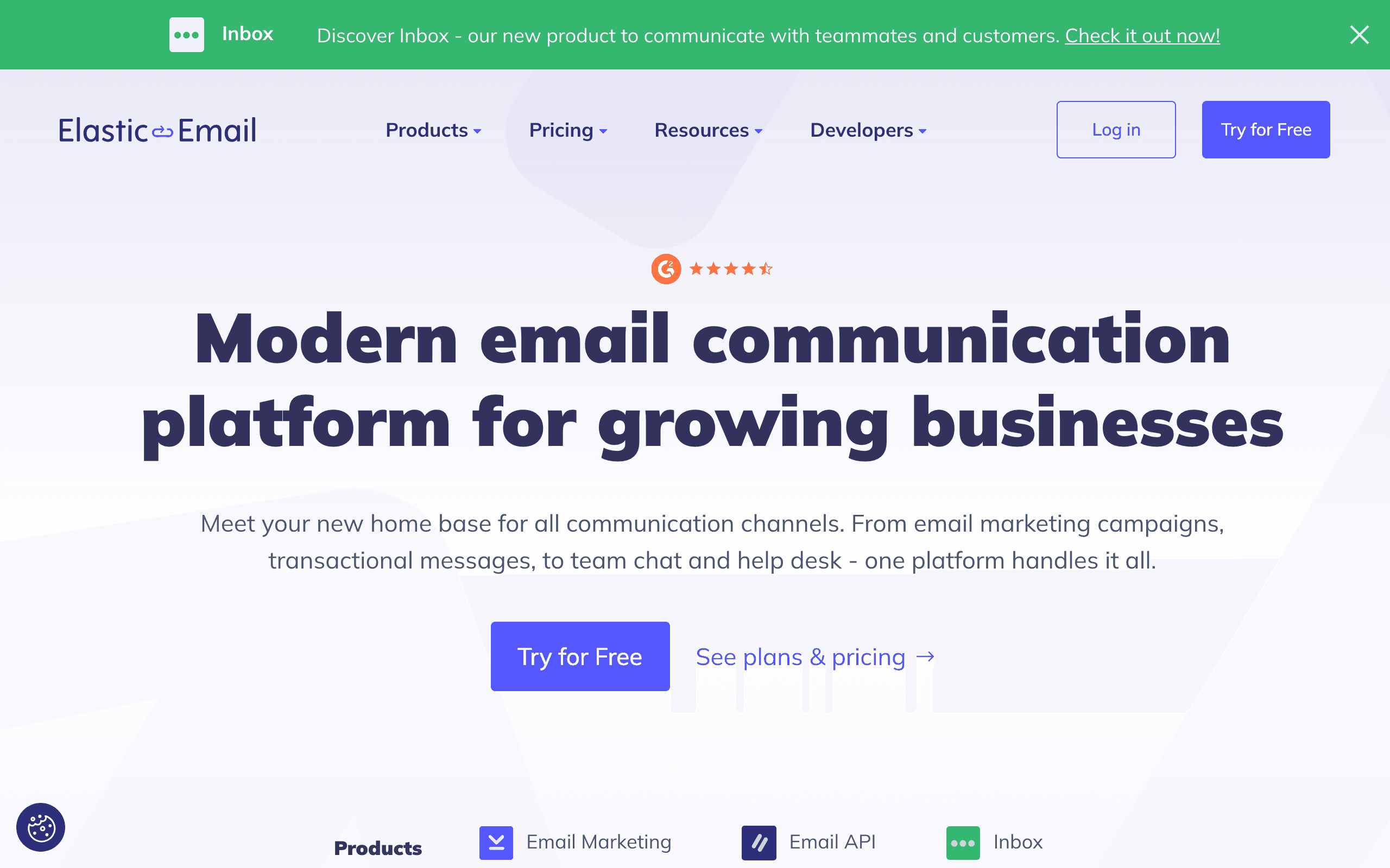 Elastic Email landing page screenshot