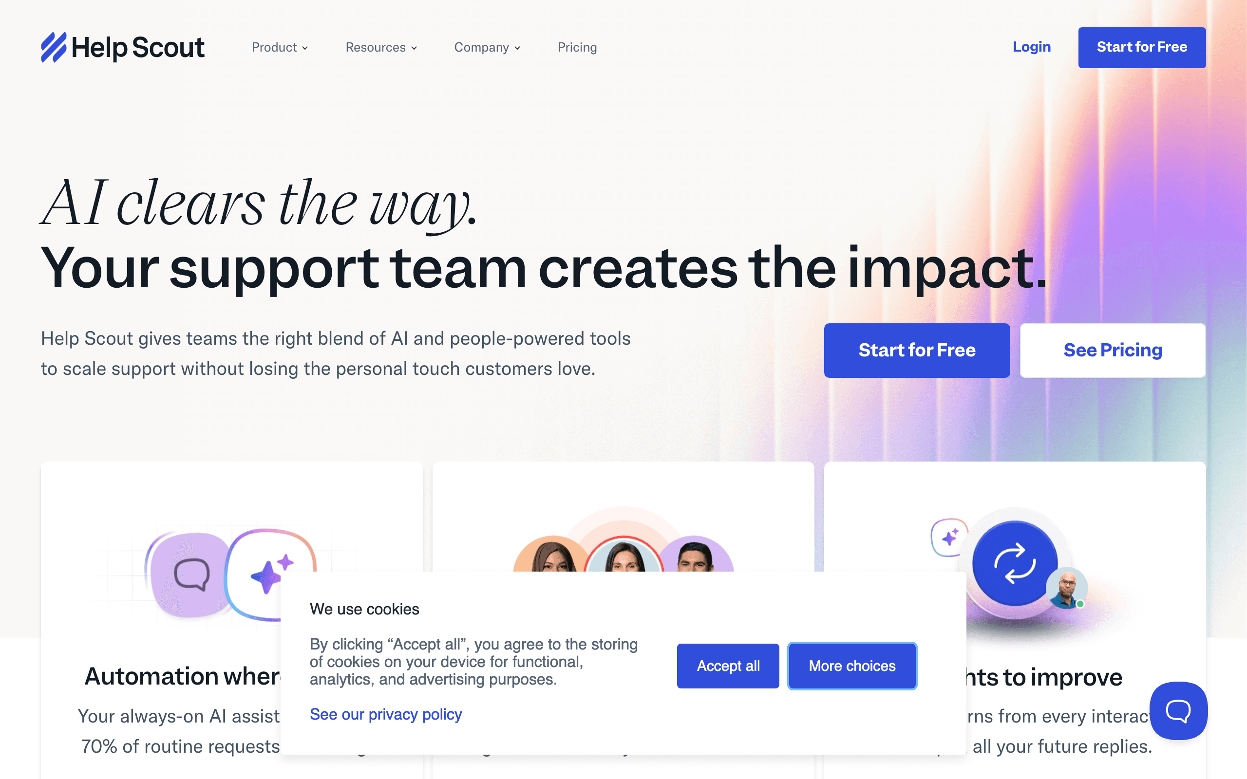 Help Scout landing page screenshot