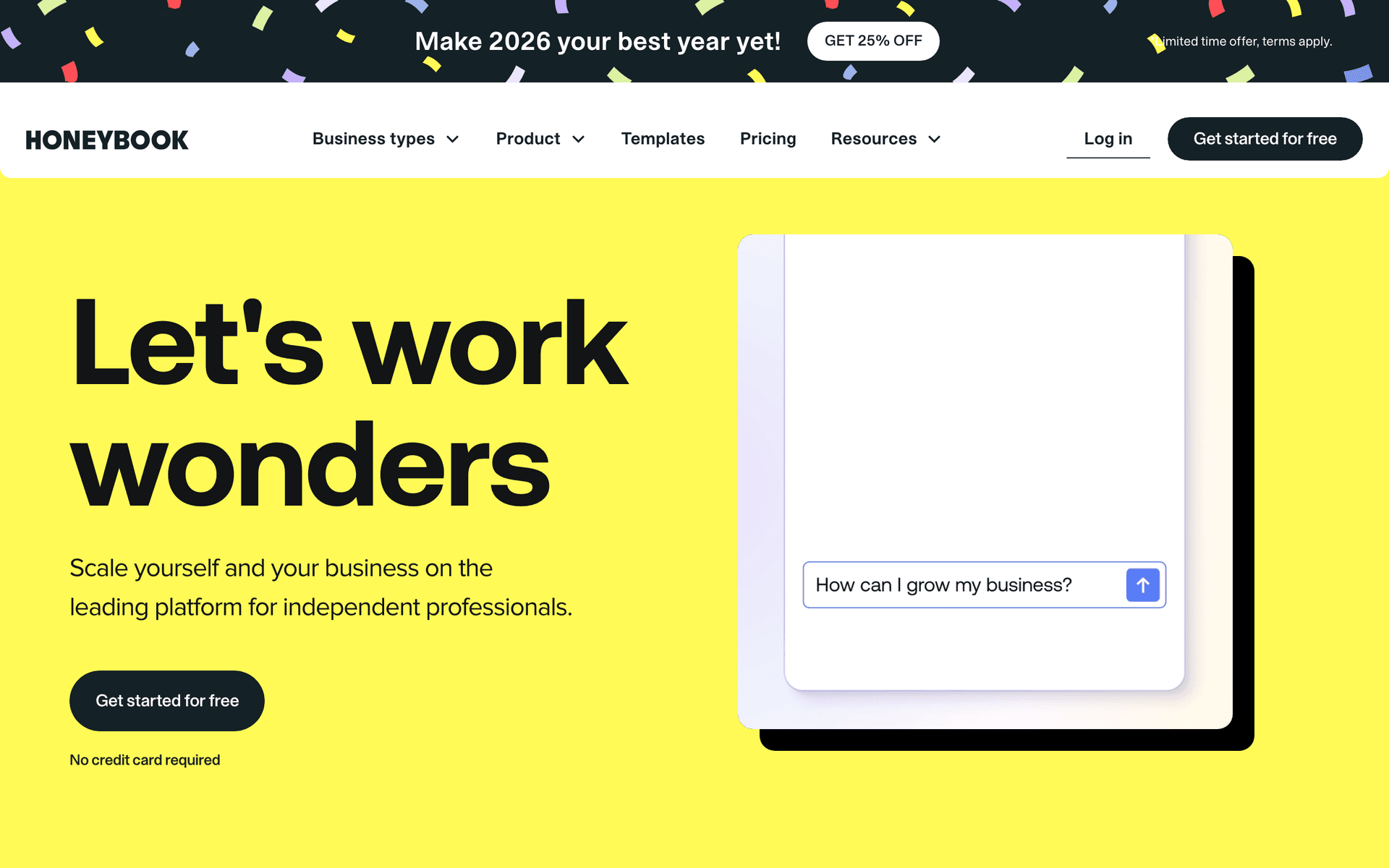 Honeybook dashboard screenshot
