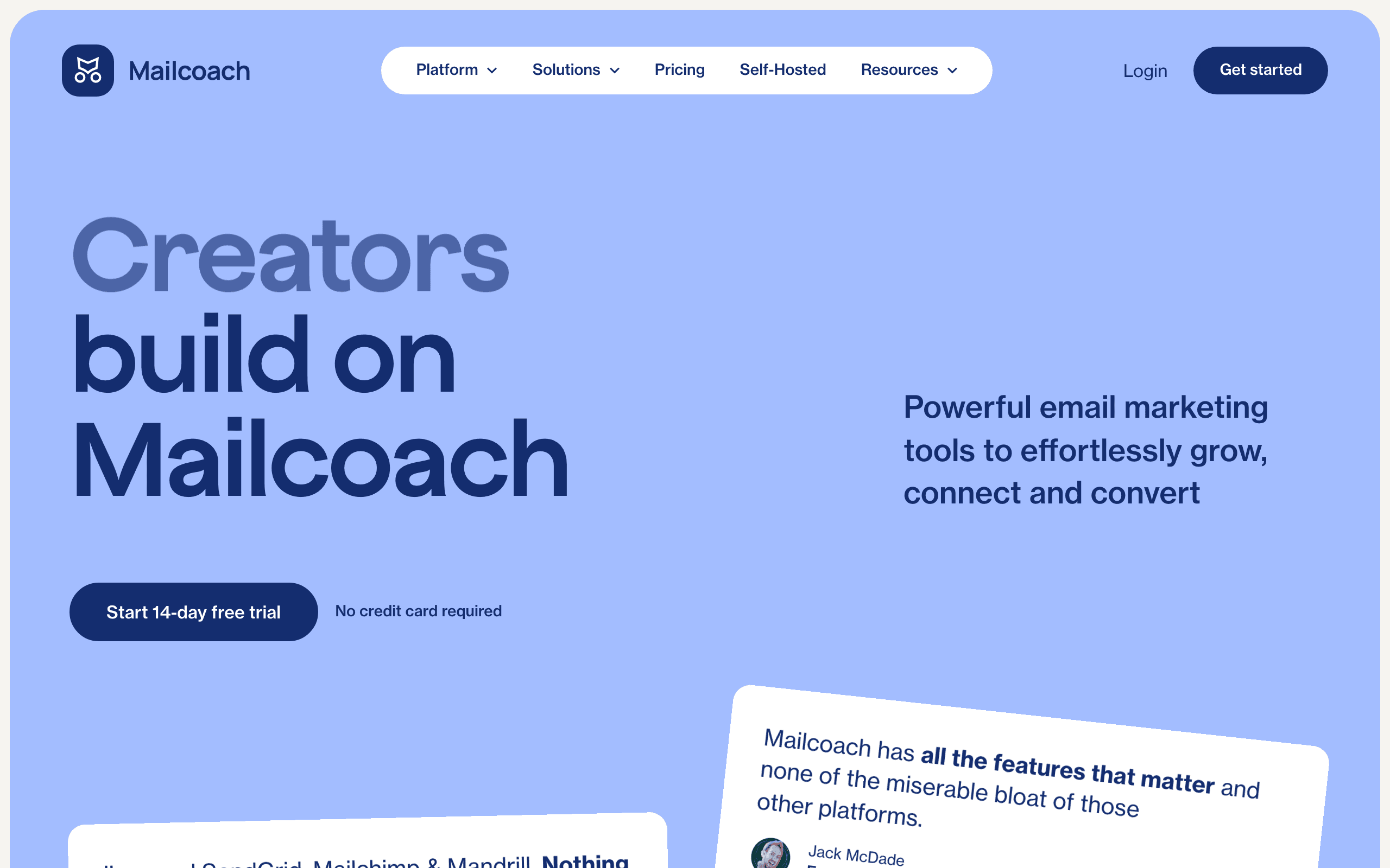 Mailcoach landing page screenshot