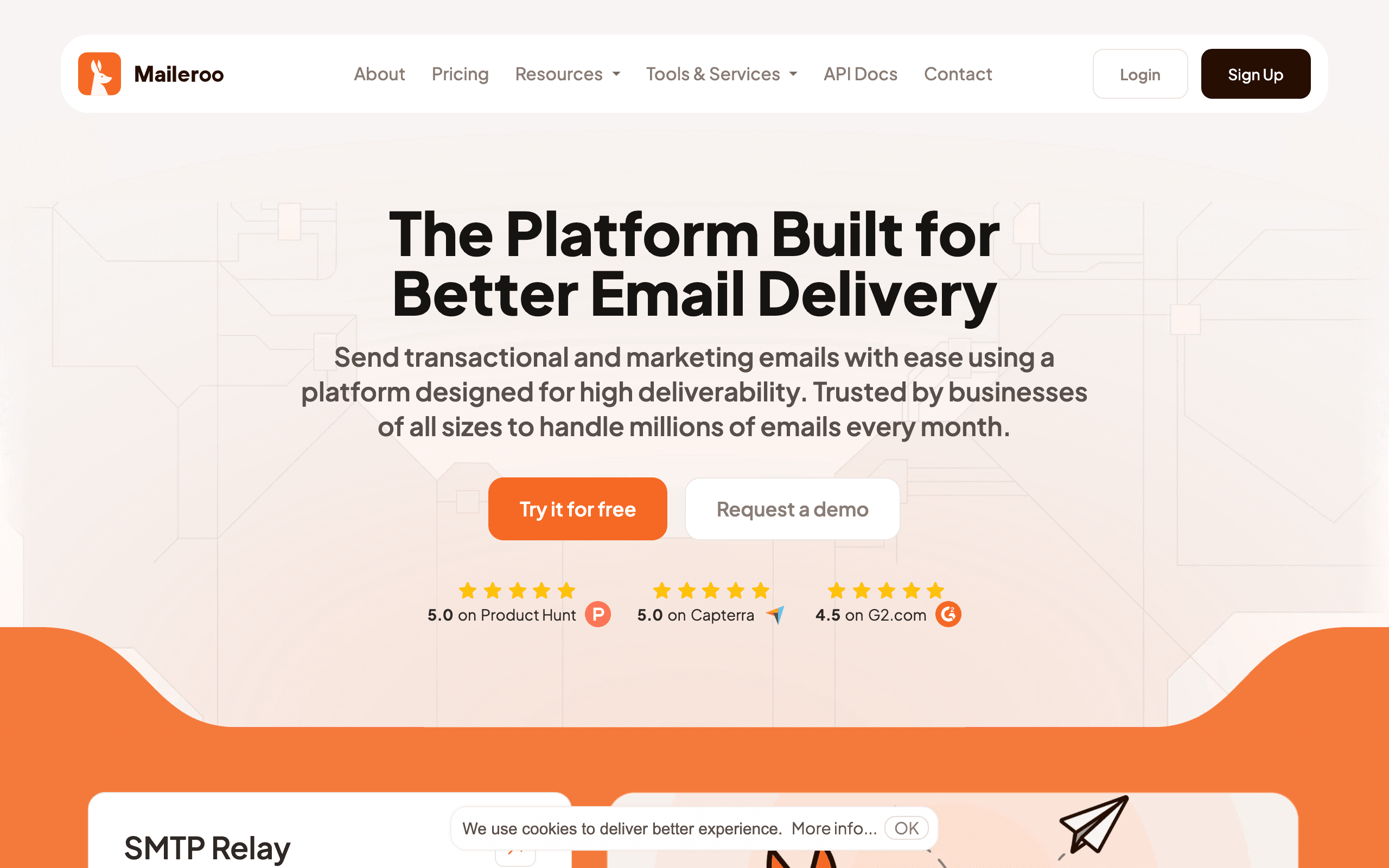 Maileroo landing page screenshot