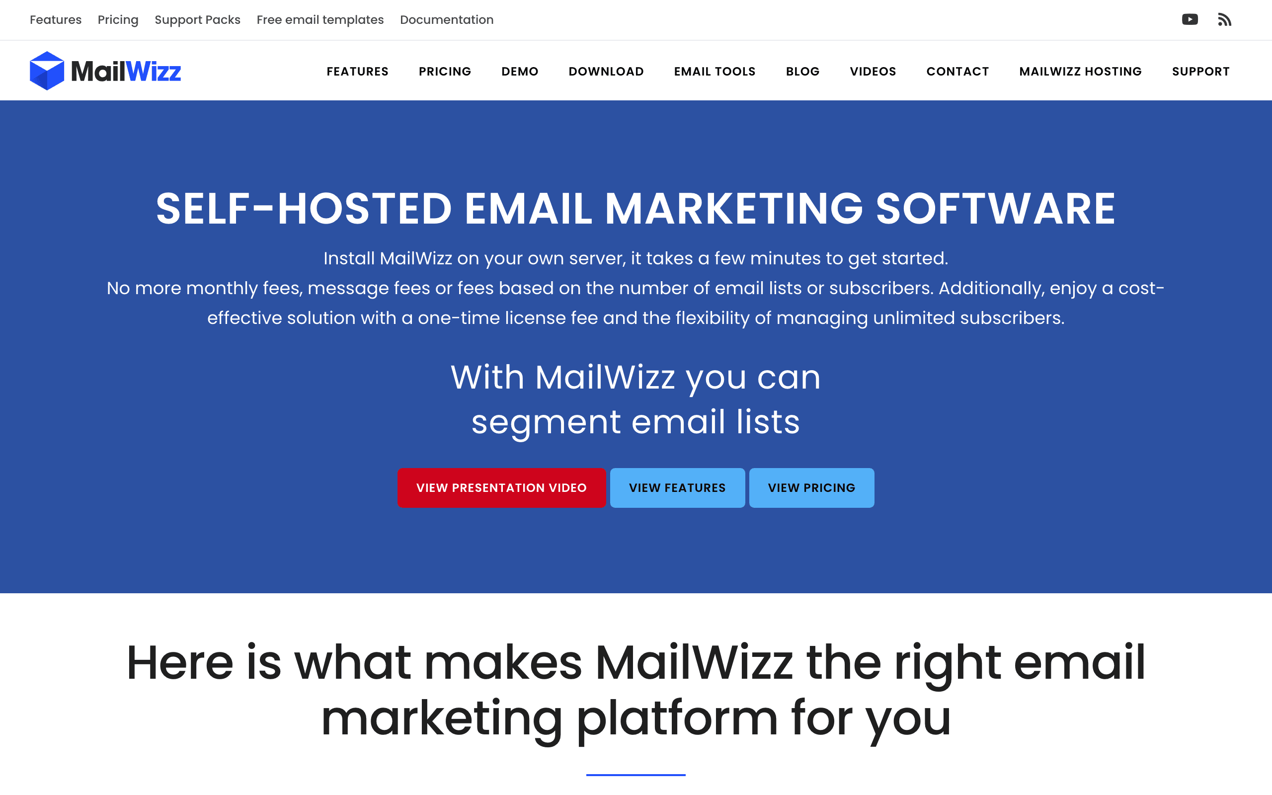 MailWizz landing page screenshot