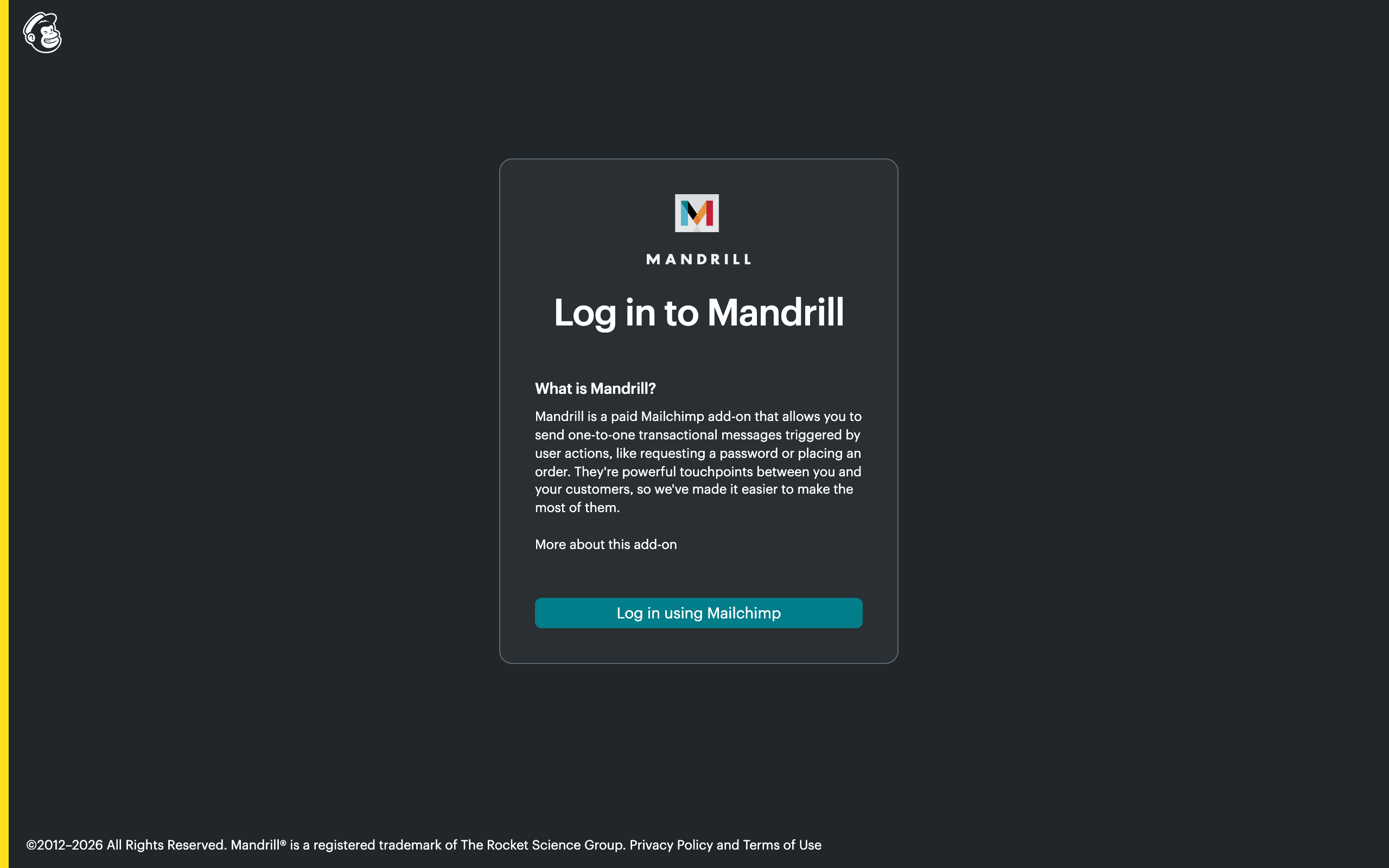Mandrill landing page screenshot
