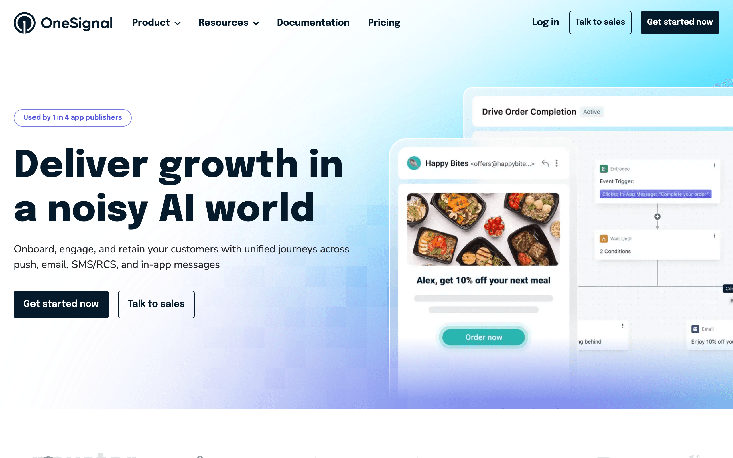 OneSignal landing page screenshot