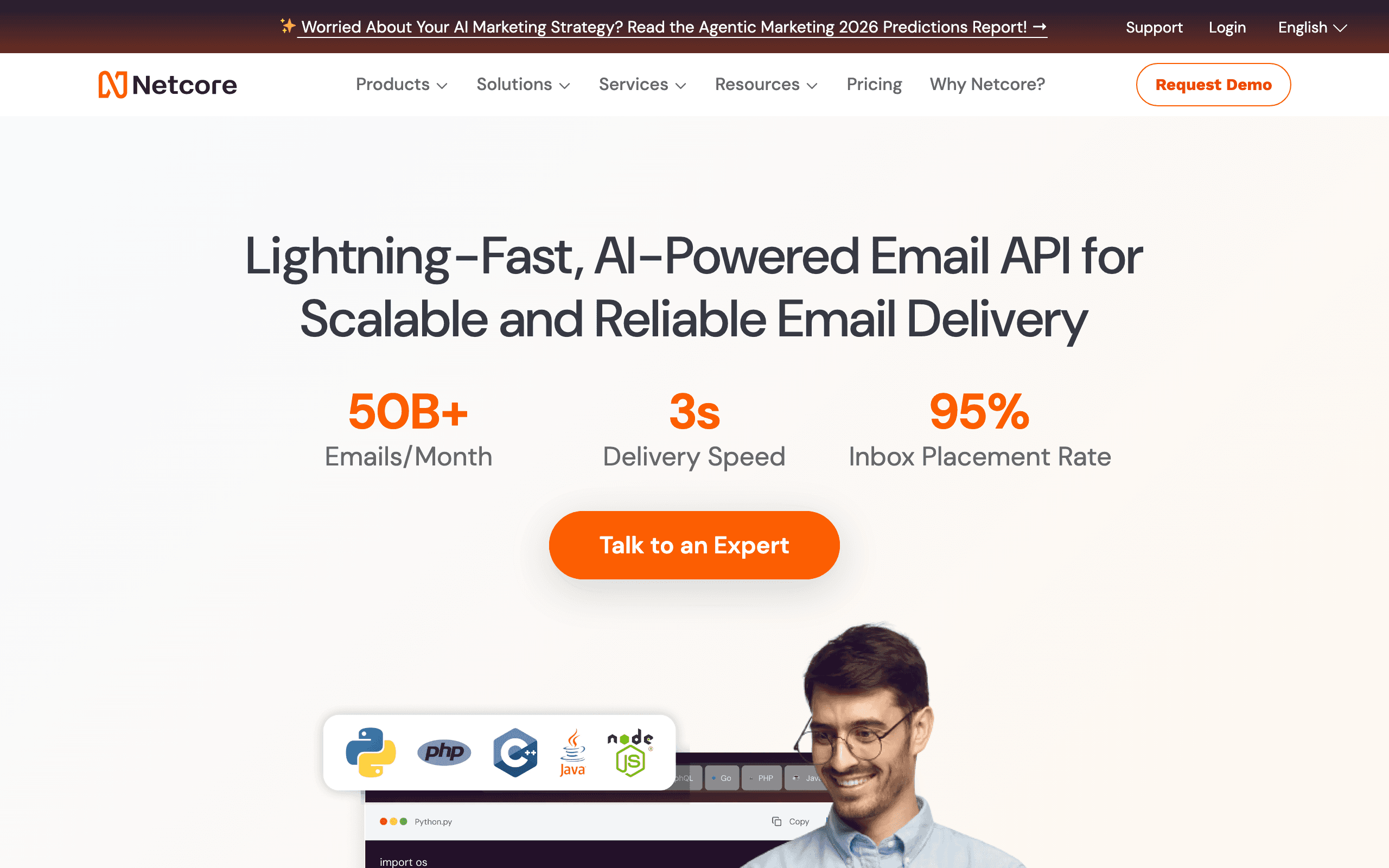 Pepipost (Netcore) landing page screenshot