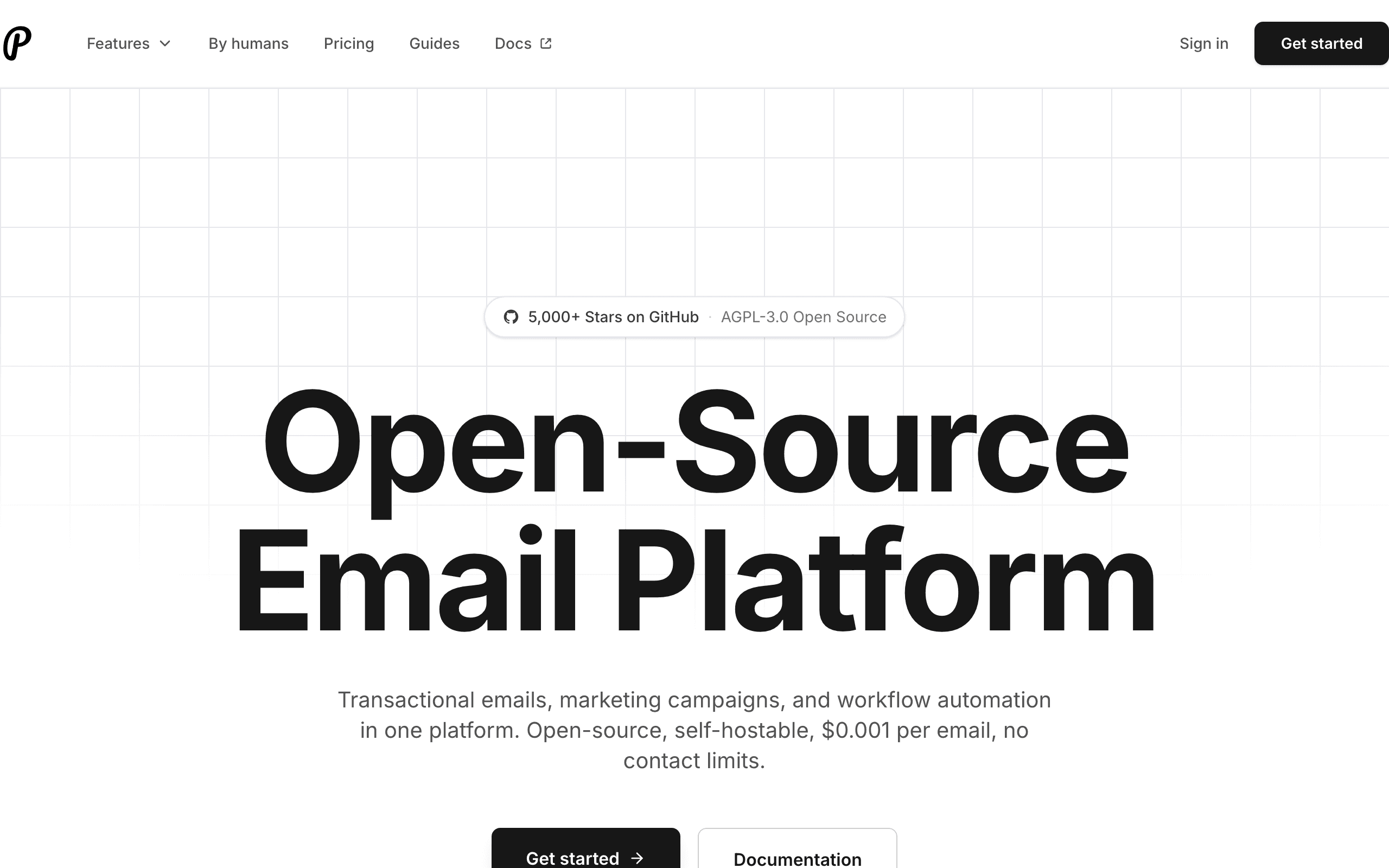 Plunk landing page screenshot