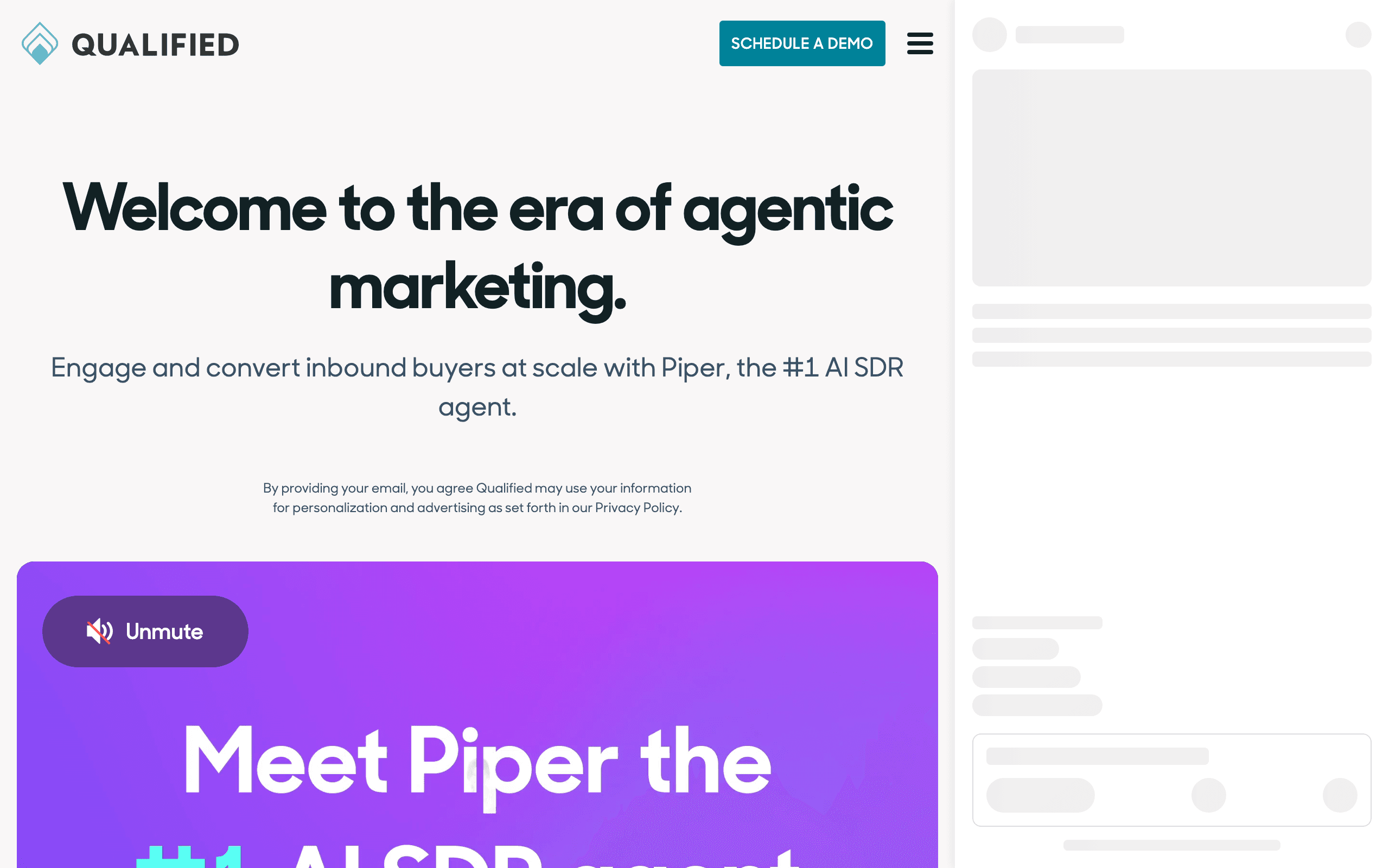 Qualified landing page screenshot