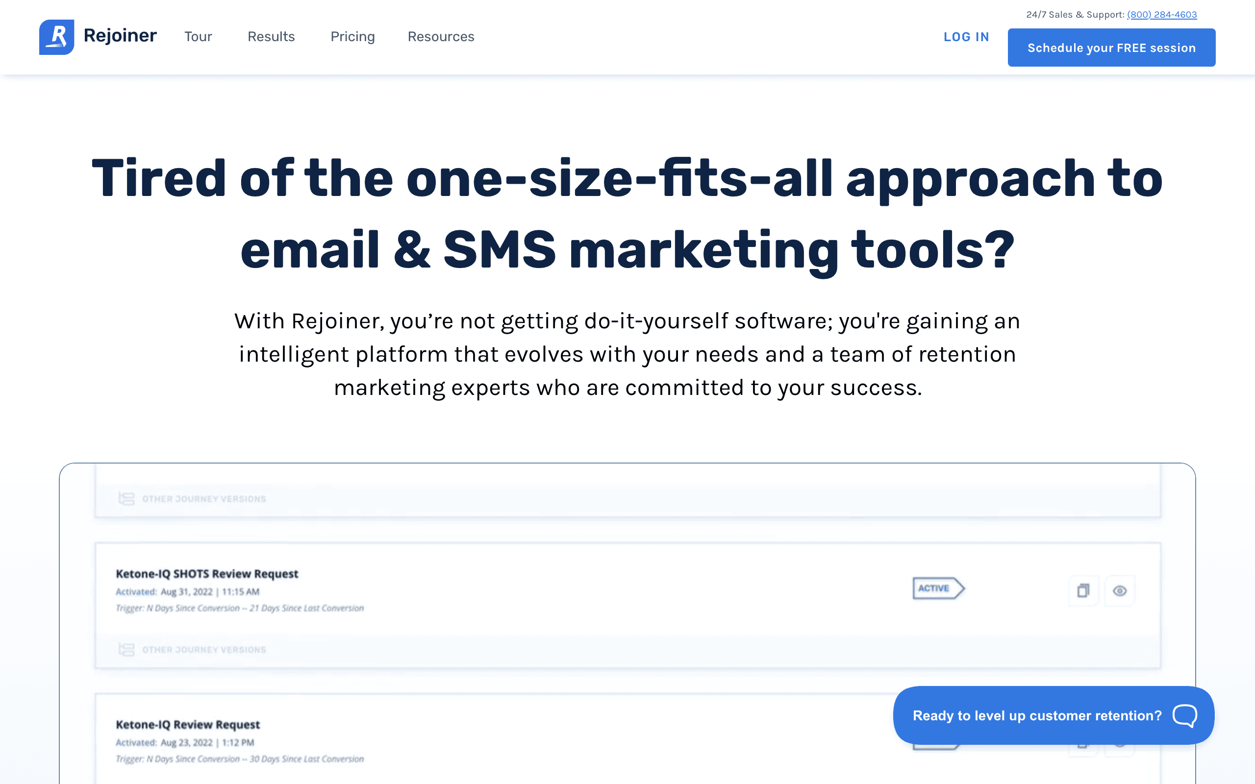 Rejoiner landing page screenshot