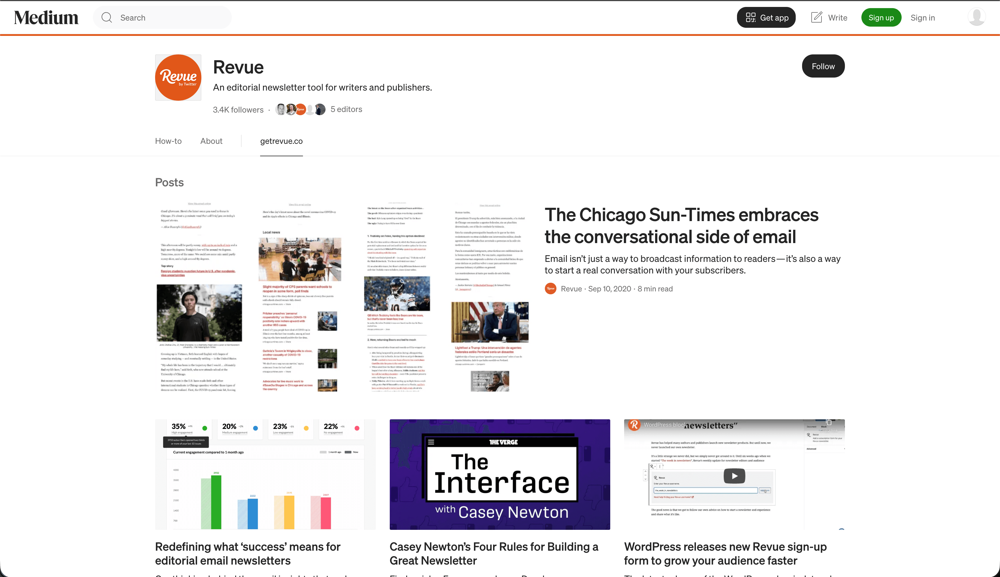 Revue landing page screenshot
