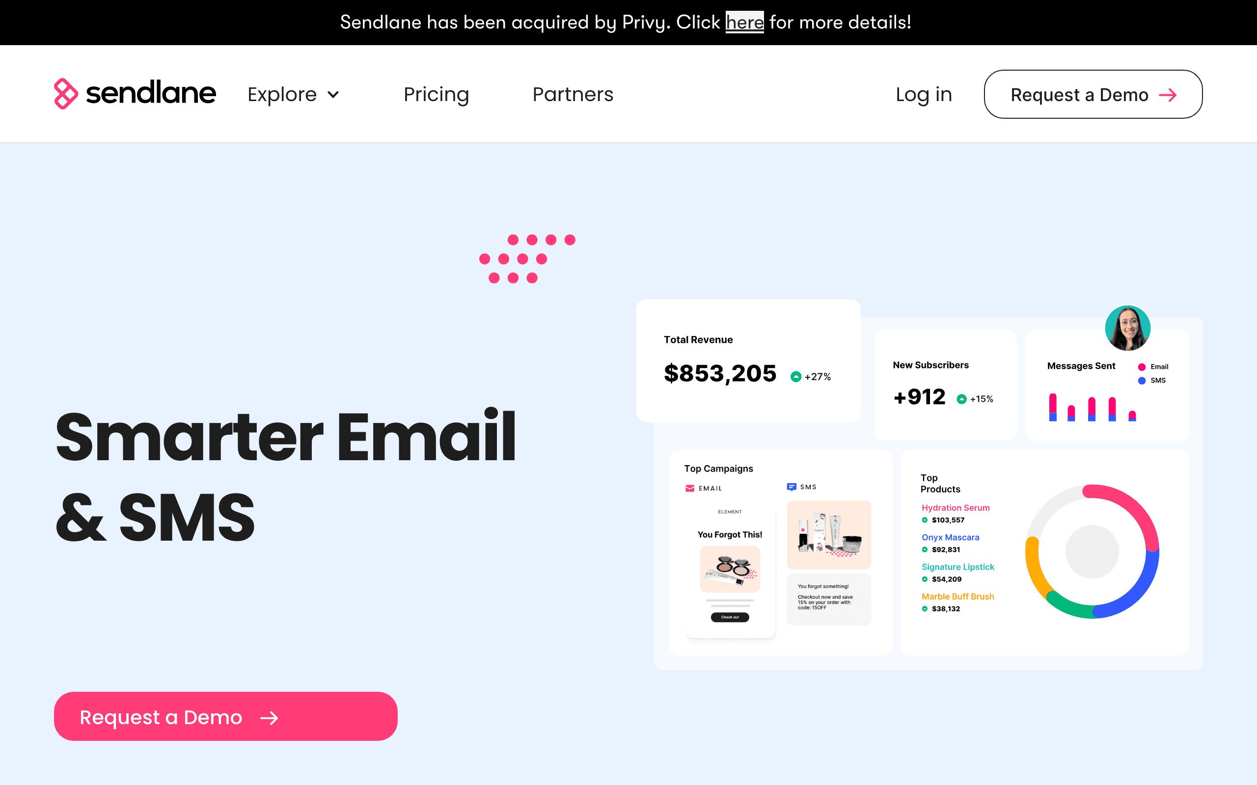 Sendlane landing page screenshot