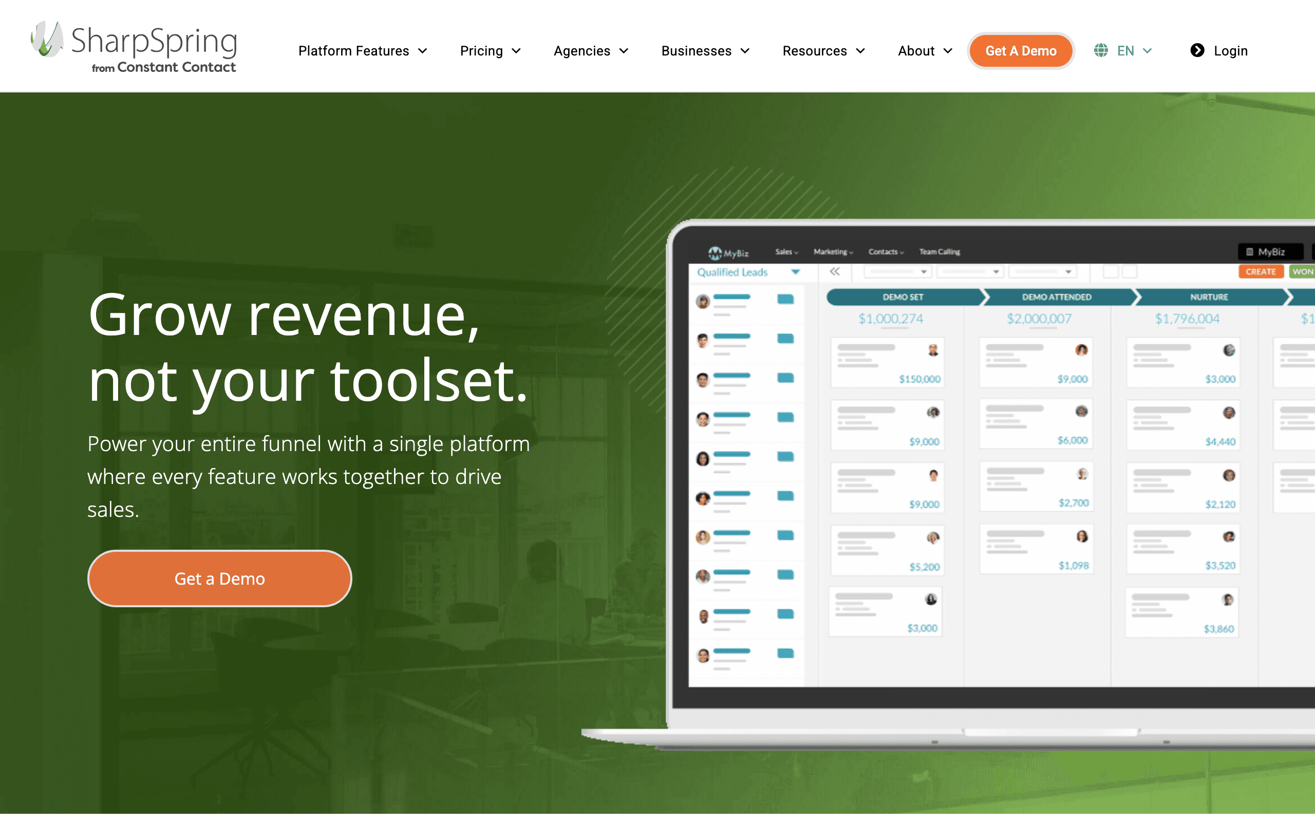 SharpSpring landing page screenshot