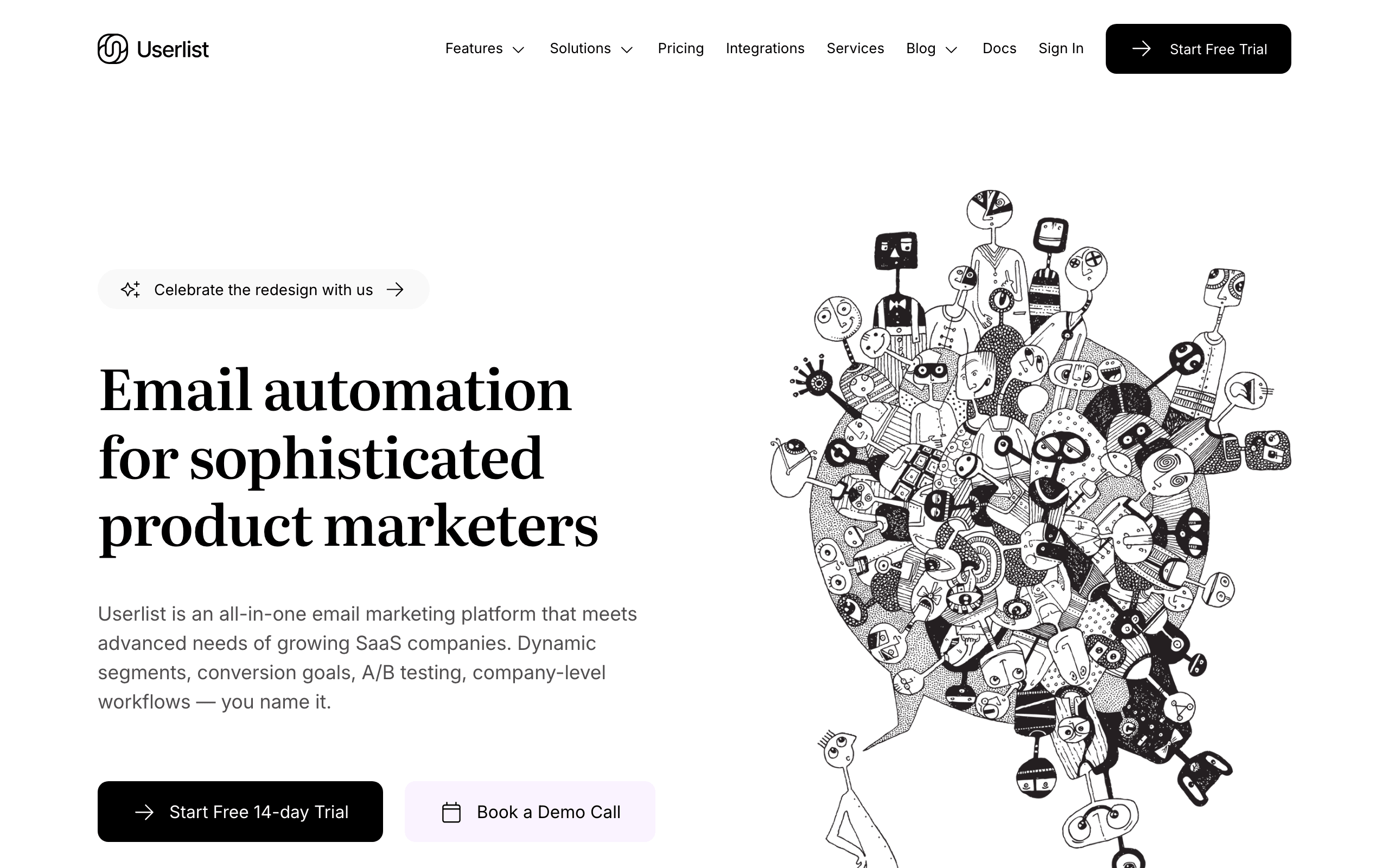 Userlist landing page screenshot