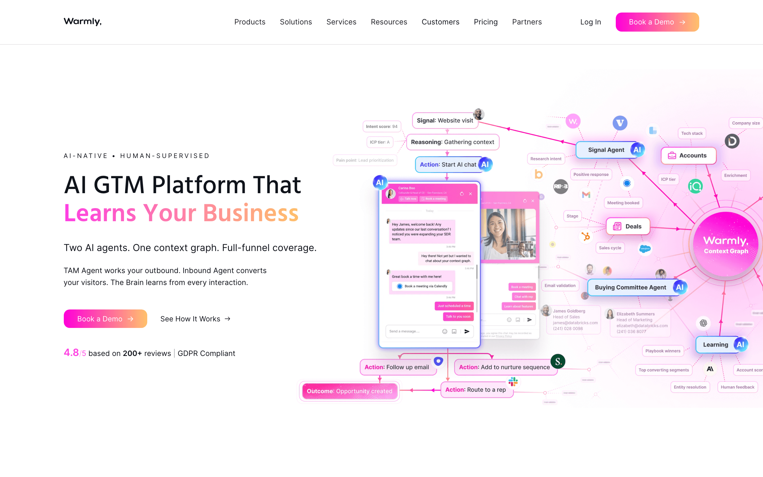 Warmly landing page screenshot