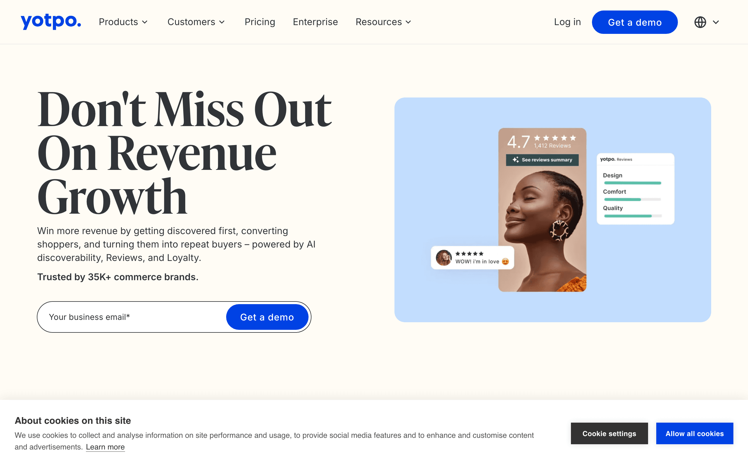 Yotpo Email (formerly SMSBump) landing page screenshot